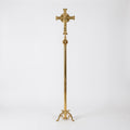 Croce astile mondo ottone dorato